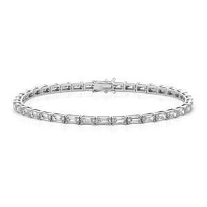 Georgette Emerald Diamond Tennis Bracelet in 18k White Gold Vermeil