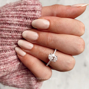 Ophelia Oval Solitaire Diamond Ring in 18k White Gold Vermeil