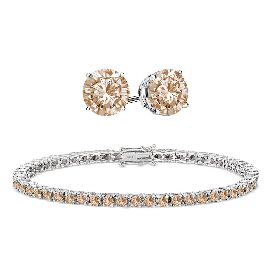 [PROMO SET] Diana Champagne Diamond Bracelet Earrings Set