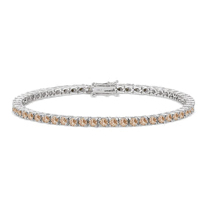 Diana Champagne Diamond Tennis Bracelet in 18k White Gold Vermeil