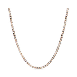 Diana Champagne Diamond Tennis Necklace in 18k White Gold Vermeil