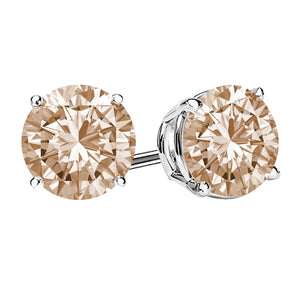 Diana Champagne Diamond Stud Earrings in 18k White Gold Vermeil