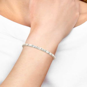 Georgette Emerald Diamond Tennis Bracelet in 18k White Gold Vermeil