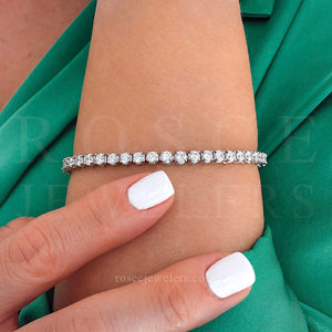 Athena 4 Prong Diamond Bracelet in 18k White Gold Vermeil