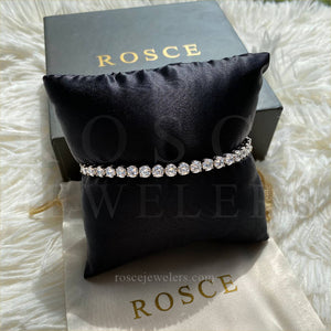 Athena 4 Prong Diamond Bracelet in 18k White Gold Vermeil