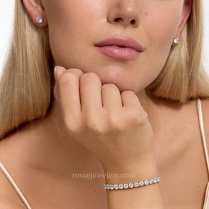 Monette 4 Prong Diamond Tennis Bracelet in 18k White Gold Vermeil