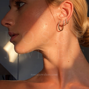 Eleonore Medium Hoop Diamond Earrings in 18k White Gold Vermeil