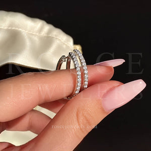 Eleonore Medium Hoop Diamond Earrings in 18k White Gold Vermeil