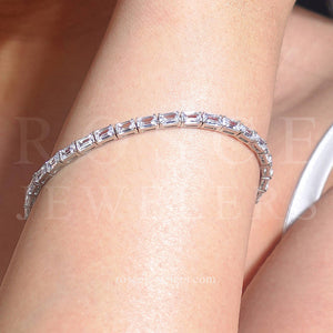 Georgette Emerald Diamond Tennis Bracelet in 18k White Gold Vermeil
