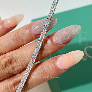 Georgette Emerald Diamond Tennis Bracelet in 18k White Gold Vermeil
