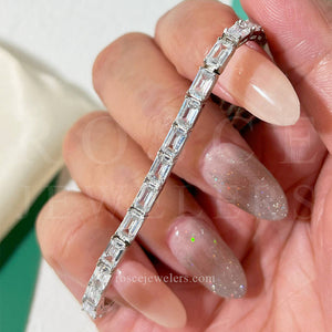 Georgette Emerald Diamond Tennis Bracelet in 18k White Gold Vermeil