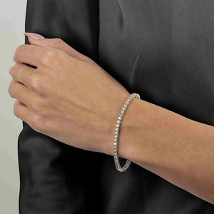 Diana Champagne Diamond Tennis Bracelet in 18k White Gold Vermeil