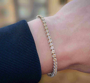 Diana Champagne Diamond Tennis Bracelet in 18k White Gold Vermeil