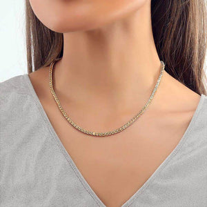 Diana Champagne Diamond Tennis Necklace in 18k White Gold Vermeil