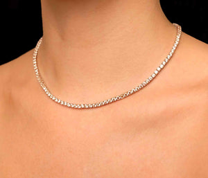 Diana Champagne Diamond Tennis Necklace in 18k White Gold Vermeil