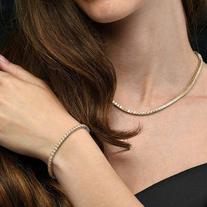 Diana Champagne Diamond Tennis Necklace in 18k White Gold Vermeil