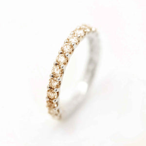 Diana Champagne Diamond Eternity Ring in 18k White Gold Vermeil