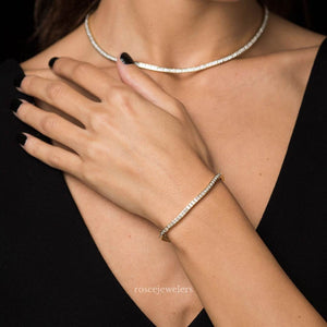 Hariette Princess Diamond Necklace in 18k White Gold Vermeil