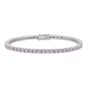 Diana Pink Diamond Tennis Bracelet in 18k White Gold Vermeil
