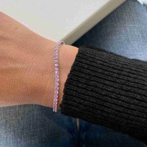 Diana Pink Diamond Tennis Bracelet in 18k White Gold Vermeil
