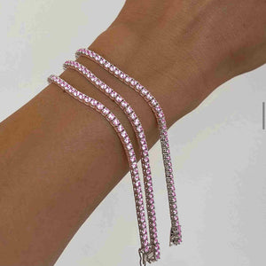 Diana Pink Diamond Tennis Bracelet in 18k White Gold Vermeil