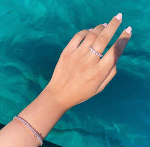 Diana Pink Diamond Tennis Bracelet in 18k White Gold Vermeil