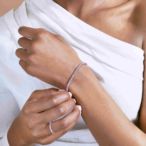 Diana Pink Diamond Tennis Bracelet in 18k White Gold Vermeil
