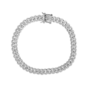 6mm Capri Cuban Diamond Bracelet in 18k White Gold Vermeil