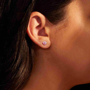 Diana Pink Diamond Stud Earrings in 18k White Gold Vermeil
