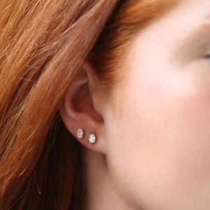 Ophelia Oval Diamond Earrings in 18k White Gold Vermeil