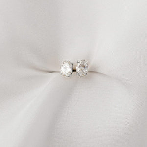 Ophelia Oval Diamond Earrings in 18k White Gold Vermeil