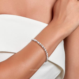 Florence Heart Diamond Bracelet in 18k White Gold Vermeil