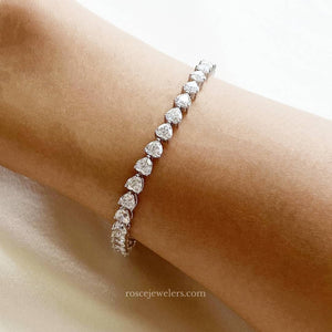 Florence Heart Diamond Bracelet in 18k White Gold Vermeil