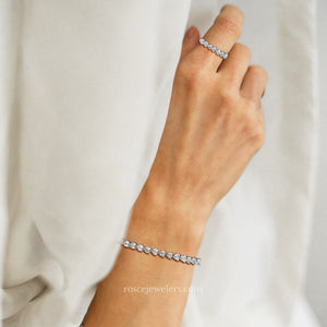 Florence Heart Diamond Bracelet in 18k White Gold Vermeil