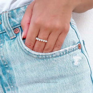 Florence Heart Eternity Diamond Ring in 18k White Gold Vermeil