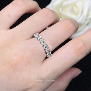 Florence Heart Eternity Diamond Ring in 18k White Gold Vermeil