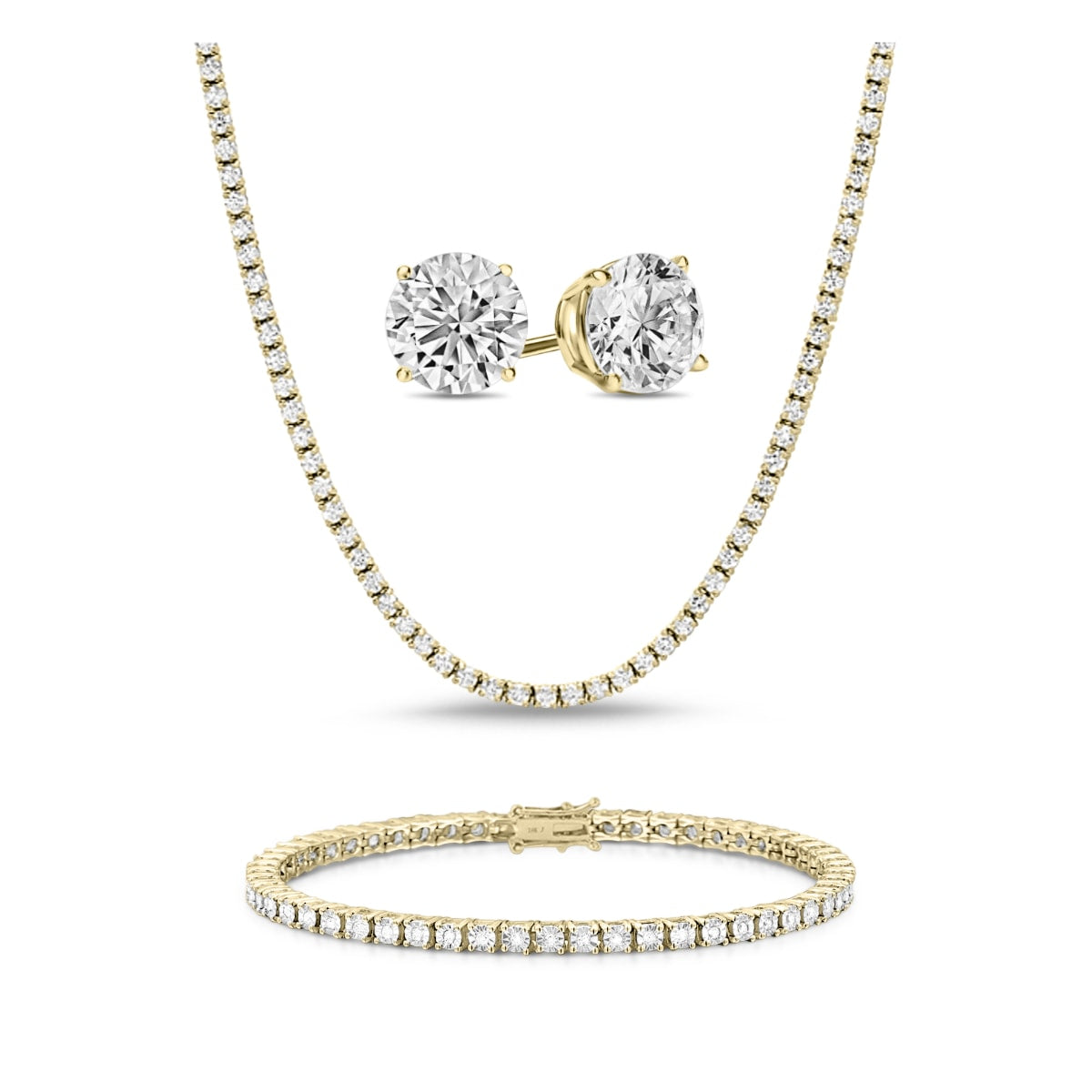 [PROMO SET] Monette 4 Prong Necklace Bracelet Earrings Diamond Set in 18k Gold Vermeil