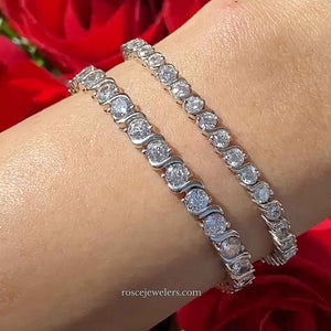 Solene S-Link Diamond Bracelet in 18k White Gold Vermeil