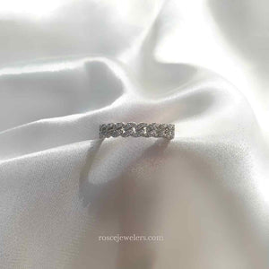 Capri Cuban Eternity Diamond Ring in 18k White Gold Vermeil