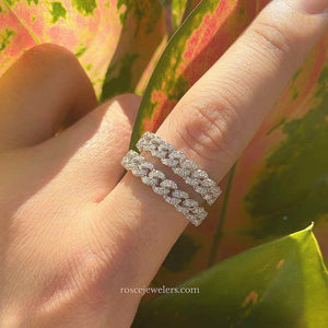 Capri Cuban Eternity Diamond Ring in 18k White Gold Vermeil