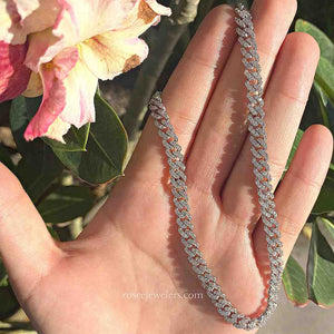 Capri Cuban Diamond Necklace in 18k White Gold Vermeil