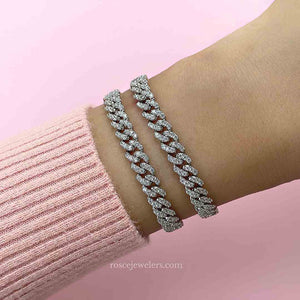 6mm Capri Cuban Diamond Bracelet in 18k White Gold Vermeil