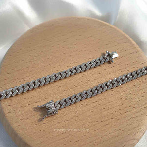 6mm Capri Cuban Diamond Bracelet in 18k White Gold Vermeil