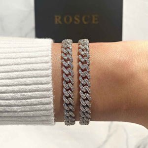 6mm Capri Cuban Diamond Bracelet in 18k White Gold Vermeil