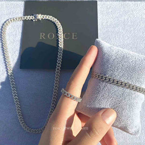 Capri Cuban Eternity Diamond Ring in 18k White Gold Vermeil