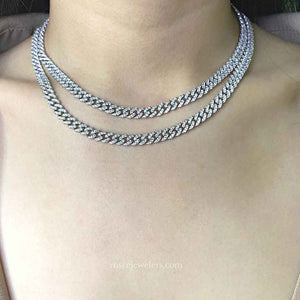 Capri Cuban Diamond Necklace in 18k White Gold Vermeil