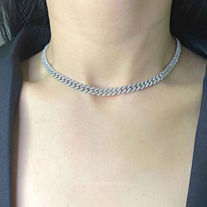 Capri Cuban Diamond Necklace in 18k White Gold Vermeil