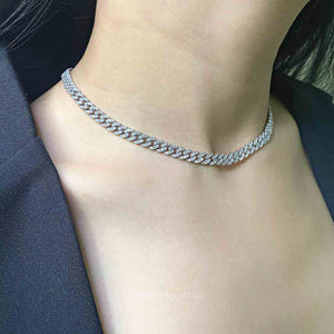 Capri Cuban Diamond Necklace in 18k White Gold Vermeil