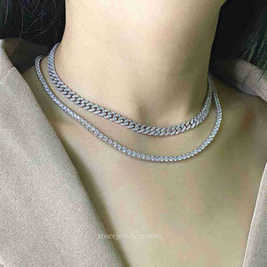 Capri Cuban Diamond Necklace in 18k White Gold Vermeil