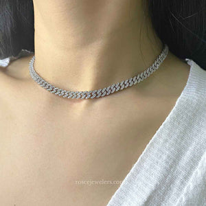 Capri Cuban Diamond Necklace in 18k White Gold Vermeil